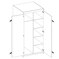 Šatní skříň ELENA 2D + zrcadla + nástavec | 89,7 cm | bílá