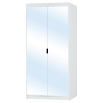 Šatní skříň ELENA 2D + zrcadla + nástavec | 89,7 cm | bílá