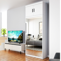 Šatní skříň ELENA 2D + zrcadla + nástavec | 89,7 cm | bílá