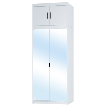 Šatní skříň ELENA 2D + zrcadla + nástavec | 89,7 cm | bílá