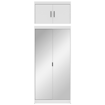 Šatní skříň ELENA 2D + zrcadla + nástavec | 89,7 cm | bílá