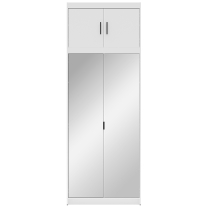 Šatní skříň ELENA 2D + zrcadla + nástavec | 89,7 cm | bílá