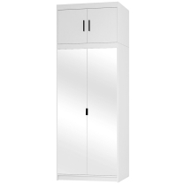Šatní skříň ELENA 2D + zrcadla + nástavec | 89,7 cm | bílá