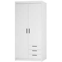 Šatní skříň ELENA 2D 3S | 89,7 cm | bílá
