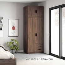 Šatní skříň ELENA 2D 3S | 89,7 cm | dub lefkas