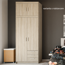 Šatní skříň ELENA 2D 3S | 89,7 cm | dub sonoma