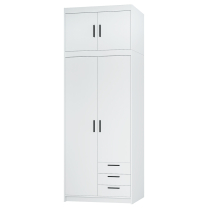 Šatní skříň ELENA 2D 3S + nástavec | 89,7 cm | bílá