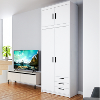 Šatní skříň ELENA 2D 3S + nástavec | 89,7 cm | bílá