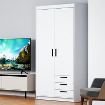 Šatní skříň ELENA 2D 3S + nástavec | 89,7 cm | bílá