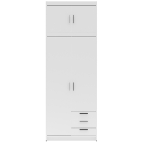 Šatní skříň ELENA 2D 3S + nástavec | 89,7 cm | bílá