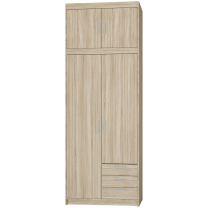 Šatní skříň ELENA 2D 3S + nástavec | 89,7 cm | dub sonoma
