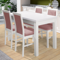 Jídelní set MAX V | rozkládací stůl 120x70 + 4x židle Kos P23 | bílá/starorůžová
