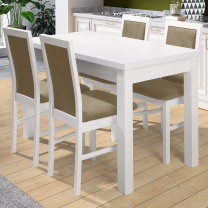 Jídelní set MAX V | rozkládací stůl 120x70 + 4x židle Kos P23 | bílá/hnědobéžová
