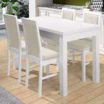Jídelní set MAX V | rozkládací stůl 120x70 + 4x židle Kos P23 | bílá/krémová