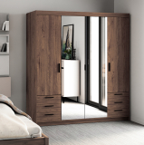 Šatní skříň ELENA 4D 6S + zrcadlo + 6x zásuvka | 176,3 cm | dub lefkas