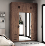 Šatní skříň ELENA 4D 6S + zrcadlo + 6x zásuvka | 176,3 cm | dub lefkas