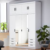 Šatní skříň ELENA 4D 6S + zrcadlo + nástavec + 6x zásuvka | 176,3 cm | bílá