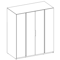 Šatní skříň KAJA 4F | 200 cm | bez zrcadla | VYSOKÁ | černá