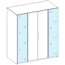 Šatní skříň KAJA 2LU 2F | 200 cm | se zrcadly | VYSOKÁ | černá