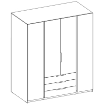 Šatní skříň KAJA 4F 3S | 200 cm | bez zrcadla | VYSOKÁ | černá/evoke