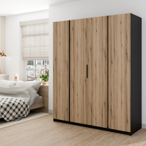Šatní skříň KAJA 4F | 200 cm | bez zrcadla | VYSOKÁ | černá/evoke
