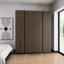 Šatní skříň KAJA 4LAM | 200 cm | bez zrcadla | VYSOKÁ | černá/evoke + lamely