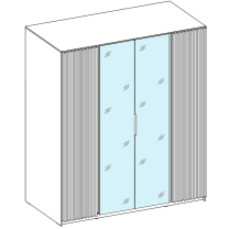 Šatní skříň KAJA 2LAM 2LU | 200 cm | se zrcadly | VYSOKÁ | evoke/černá + lamely