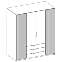 Šatní skříň KAJA 2LAM 2F 3S | 200 cm | bez zrcadla | VYSOKÁ | evoke + černé lamely
