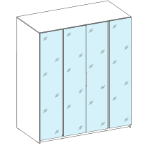 Šatní skříň KAJA 4LU | 200 cm | se zrcadly | VYSOKÁ | evoke