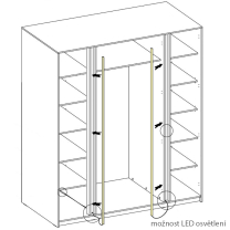Šatní skříň KAJA 2LAM 2LU | 200 cm | se zrcadly | VYSOKÁ | evoke + černé lamely