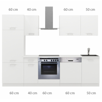 Kuchyňská linka TONI | 270 cm | S PRACOVNÍ DESKOU | bílá/bílá