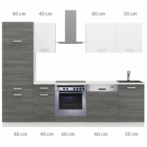 Kuchyňská linka TONI | 270 cm | S PRACOVNÍ DESKOU | bílá/dub ribbeck šedá