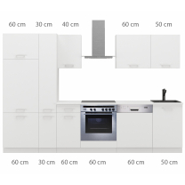 Kuchyňská linka TONI | 300 cm | S PRACOVNÍ DESKOU | bílá/bílá