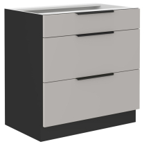 ARONA | dolní skříňka 80 D 3S se zásuvkami PREMIUM BOX | 80 cm | černá/kašmír