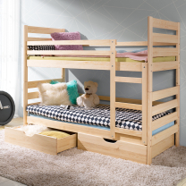 Patrová postel PLUTO + 2x matrace, zásuvky, rošty | 2x 80x190 cm | přírodní | UNI | POSLEDNÍ