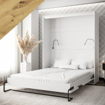 Výklopná postel HOME | 160x200 cm | NOSNOST až 200kg | čelní výklop | + 2 LAMPIČKY | bílá/artisan