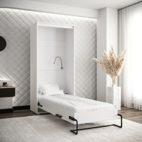 Výklopná postel HOME | 90x200 cm | NOSNOST až 100kg | čelní výklop | + 1 LAMPIČKY | bílá/bílá