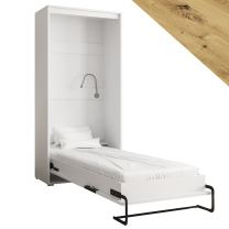 Výklopná postel HOME | 90x200 cm | NOSNOST až 100kg | čelní výklop | + 1 LAMPIČKY | bílá/artisan