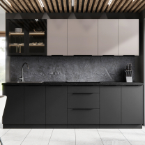 ARONA | vysoká skříňka 60 LO-210 2F pro vestavnou lednici | 60 cm | UNI dvířka | černá/kašmír