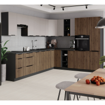 ARONA | vysoká skříňka 60 LO-210 2F pro vestavnou lednici | 60 cm | UNI dvířka | černá/kašmír