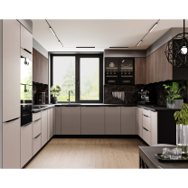 ARONA | vysoká skříňka 60 LO-210 2F pro vestavnou lednici | 60 cm | UNI dvířka | černá/kašmír