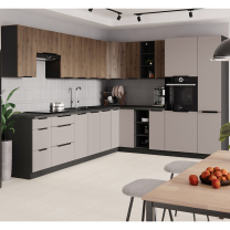 ARONA | vysoká skříňka 60 LO-210 2F pro vestavnou lednici | 60 cm | UNI dvířka | černá/kašmír