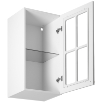 LINEA b | horní skříňka G40S P/L prosklená s policí | 40 cm | UNI dvířka | bílá mat