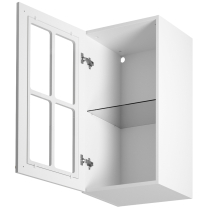 LINEA b | horní skříňka G40S P/L prosklená s policí | 40 cm | UNI dvířka | bílá mat