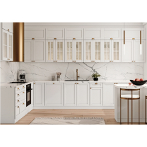 LINEA b | horní skříňka/kredenc K120 prosklená s policemi | 120 cm | bílá mat