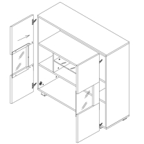 Obývací stěna CALABRINI b | 220 cm + komoda 100 cm | 5 dílů G | bílá lesk