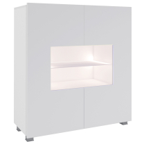 Obývací stěna CALABRINI b | 300 cm + stolek 110x63,5 cm | 5 dílů K | bílá lesk