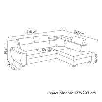 Sedací souprava Natan | 270x202 cm | PRAVÁ | rozkládací + úložný prostor | VÝBĚR TKANIN