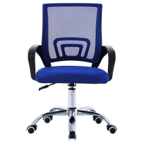 Kancelářská židle KA-L103 BLUE | modrá látka a síťovina MESH | výškově nastavitelná | chromov. kříž