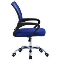 Kancelářská židle KA-L103 BLUE | modrá látka a síťovina MESH | výškově nastavitelná | chromov. kříž